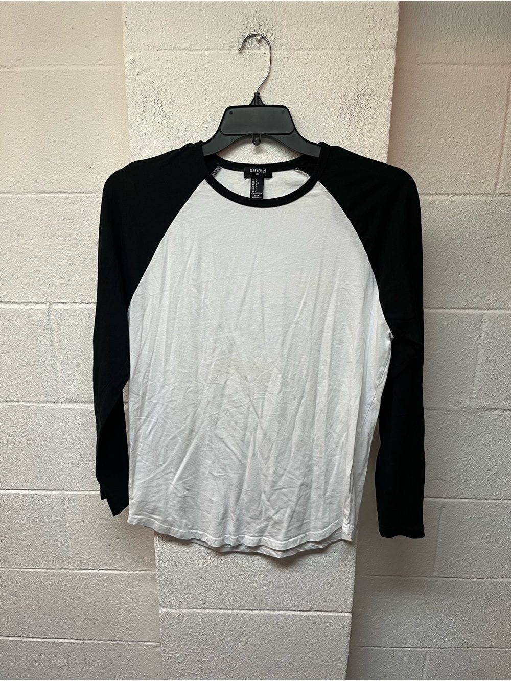 Forever 21 Black and White Raglan Baseball Tee - Long Sleeve
